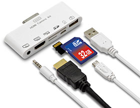 iPad/iPhone用 完全アダプター HDMI＆AV＆カードリーダー