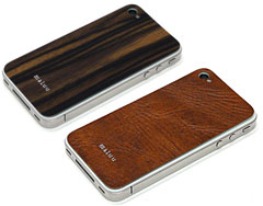 Maluu Genuine Wood Panel Nahele for iPhone 4S/4とMaluu Genuine Leather Ahiu for iPhone 4S/4(牛革絞り)