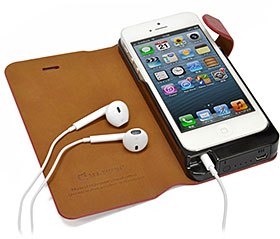 JTT Leather Case Battery for iPhone 5