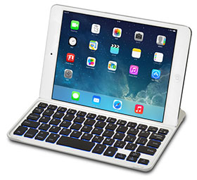 iPad mini用 光るワイヤレスキーボード Bookey Light ホワイト＆シルバー