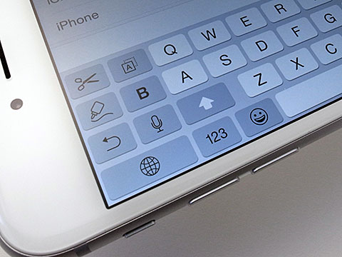 iPhone 6/iPhone 6 Plusの横画面キーボードの追加キー