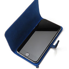 Real leather  CRÊPE  Brand Blue Zipper Round Style/Magnet belt closure for iPhone 6/6 Plus