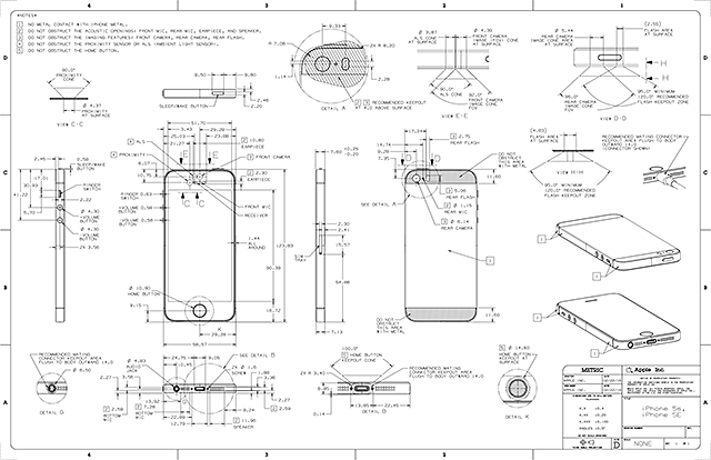 iPhone 5s & iPhone SE Dimensional Drawing 