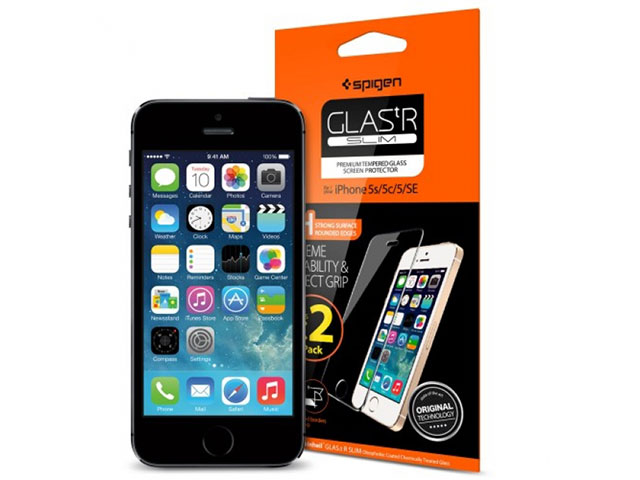 Spigen ガラス フィルム GLAS.tR SLIM for iPhone SE