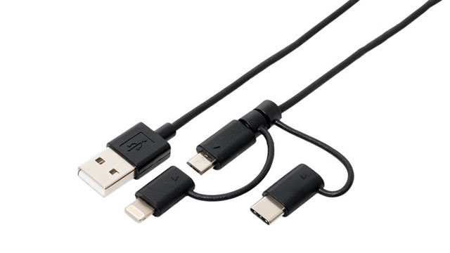 ミヨシ USB Type-C ケーブル 3 in 1タイプ