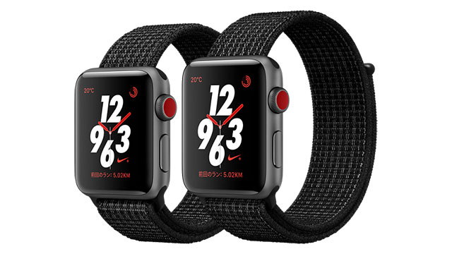 Apple Watch Nike+ スペースグレイアルミニウムケースとブラック/ピュアプラチナNikeスポーツループ