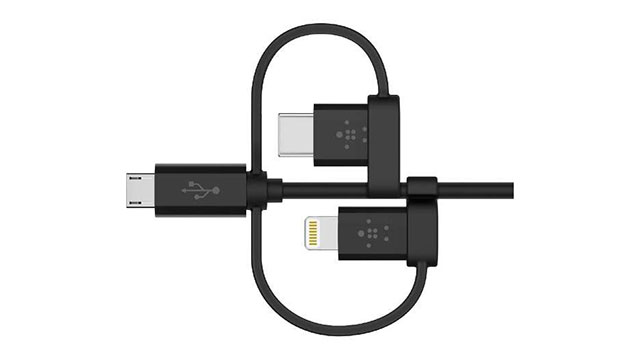 ベルキン ユニバーサルケーブル（Lightning、 micro-USB、 USB-Cコネクタ付き）