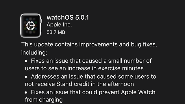 Apple Watch用watchOS 5.0.1 ソフトウェア・アップデート