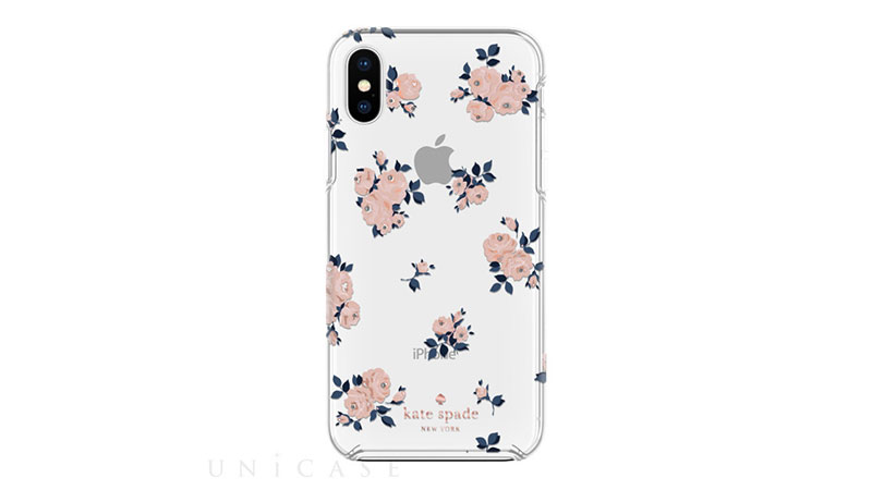 【iPhone XS/X ケース】Protective Hardshell - HAPPY ROSE navy/pink /crystal gems/rose gold/gold/clear