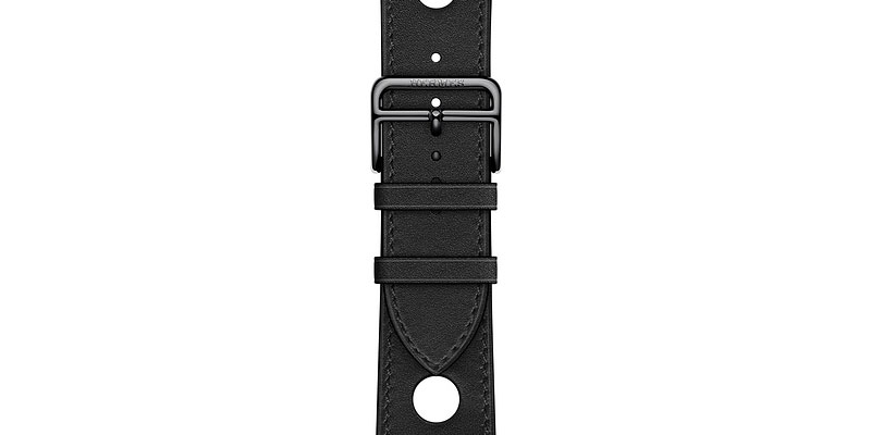 Apple Watch Hermès - 44mmケース用ヴォー・ガラ（黒）シンプルトゥールラリーレザーストラップ