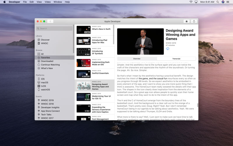 Mac版Apple Developerのスクリーンショット