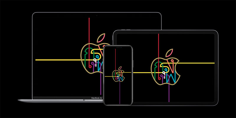 Apple Central Worldの壁紙を貼った、デバイスのイメージ