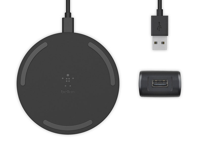 Belkin BOOST↑CHARGE 15Wワイヤレス充電パッド（24W QC 3.0 USB充電器、USB-A to Cケーブル付き）