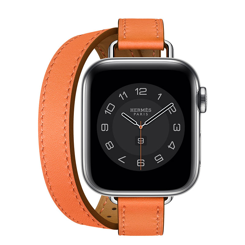 Apple Watch Hermès - 40mm ヴォー・スウィフト（オレン ジ）アトラージュ・ドゥブル トゥールレザーストラップ
