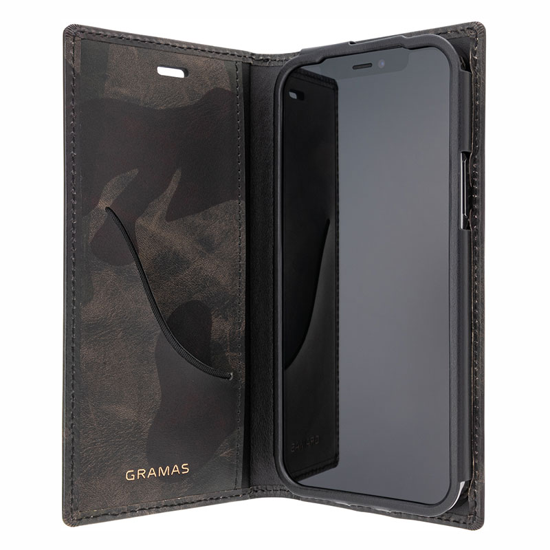 GRAMAS Desert Storm Genuine Leather Book Case for iPhone 12/12 Pro