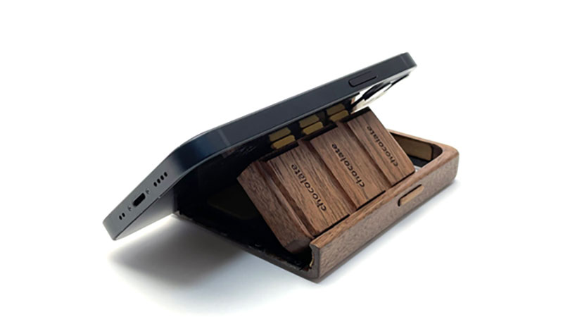 iPhone 12 mini用 板チョコ型木製ケース