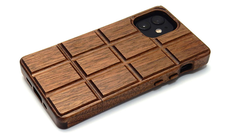 iPhone 12 mini用 板チョコ型木製ケース
