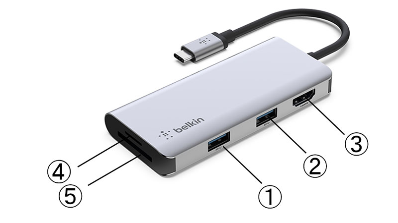 ベルキン CONNECT USB-C 5-in-1 マルチポートアダプターハブ