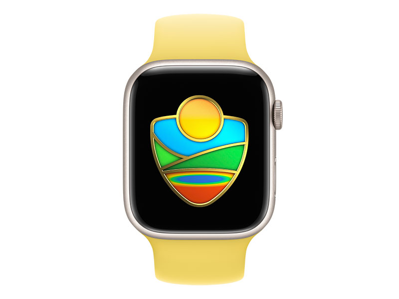 国立公園チャレンジのバッジが表示されたApple Watch