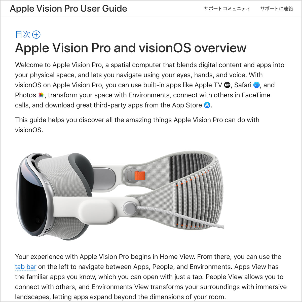 Apple Vision Pro ユーザガイド