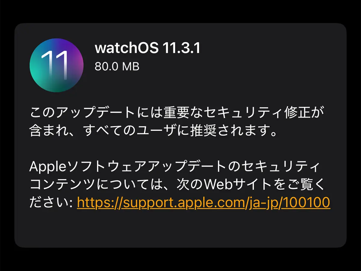 watchOS 11.3.1 ソフトウェアアップデート