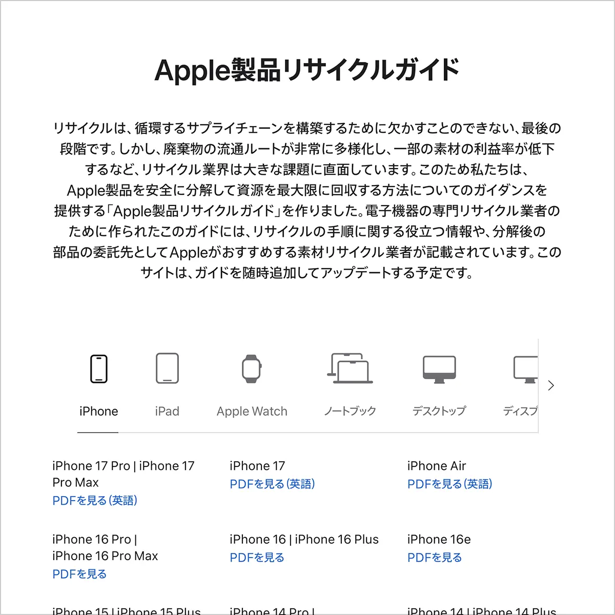 Apple製品リサイクルガイド