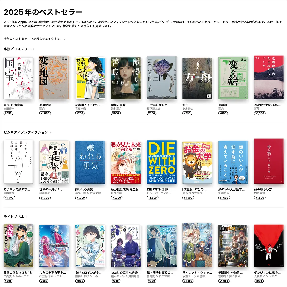 2025年のベストセラーブック