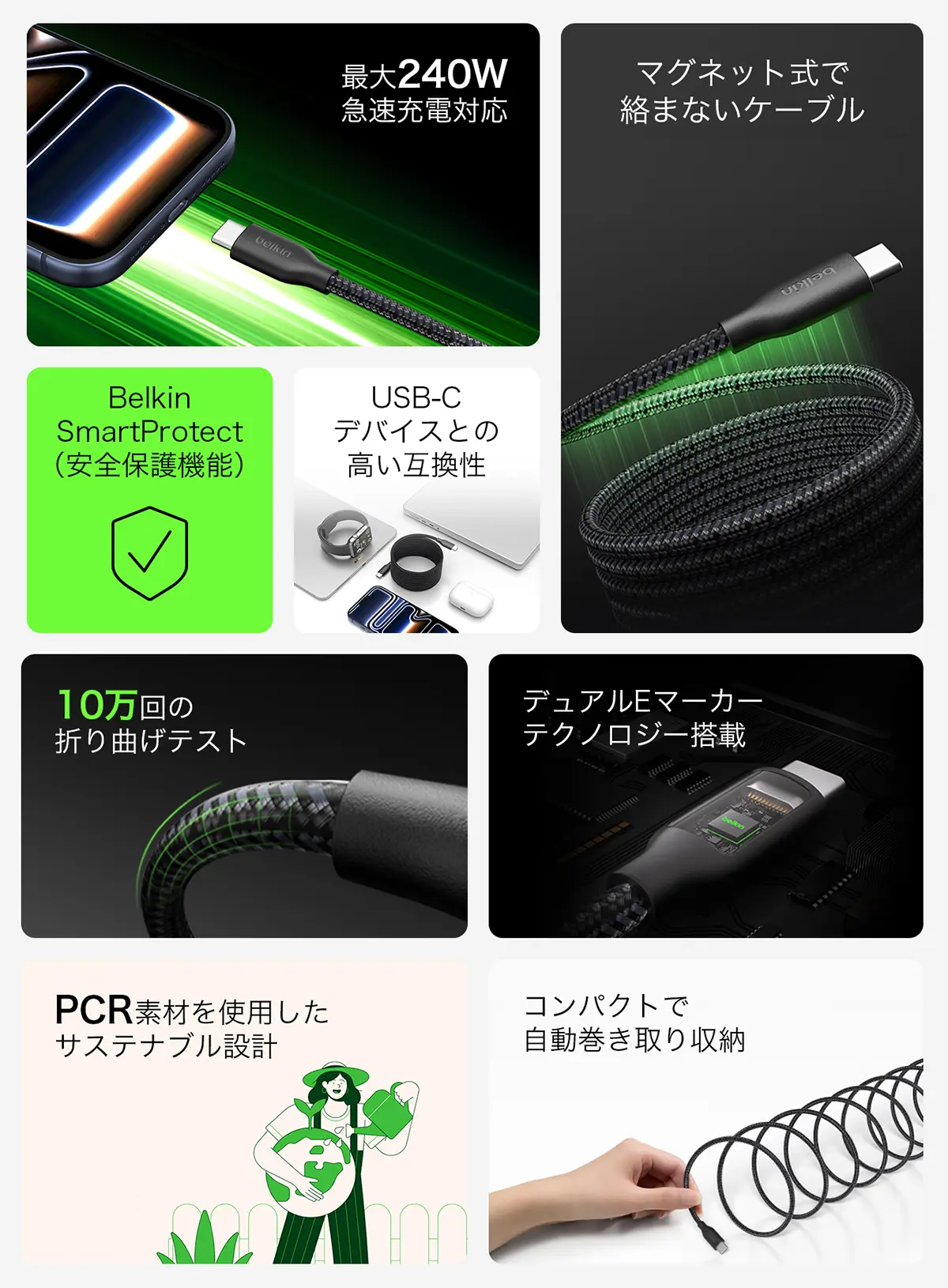 Belkin BoostCharge Pro Magnetic USB-C Cable 240W