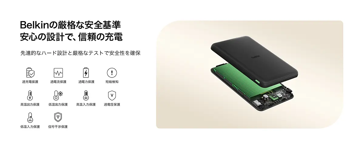 Belkin BoostCharge 薄型マグネット式モバイルバッテリー5K