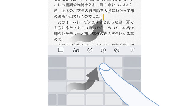 iOS 12のキードード トラックパッド