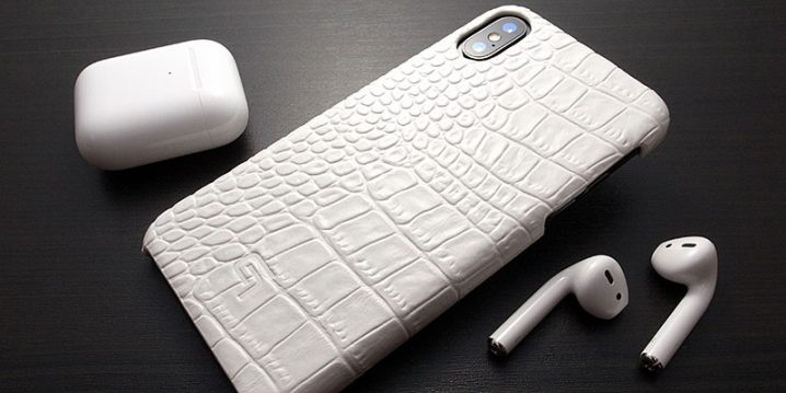 GRAMAS Croco Patterned Genuine Leather Shell Case for iPhone XS X White