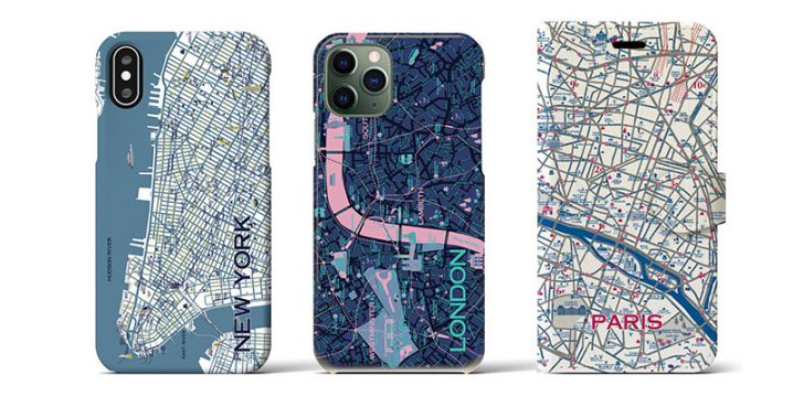 新製品 地図柄iphoneケースに海外イラストマップの新モデル ニューヨーク パリ ロンドンの3都市 アイアリ