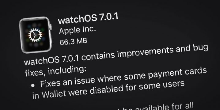 Apple Watch用「watchOS 7.0.1」ソフトウェア・アップデート