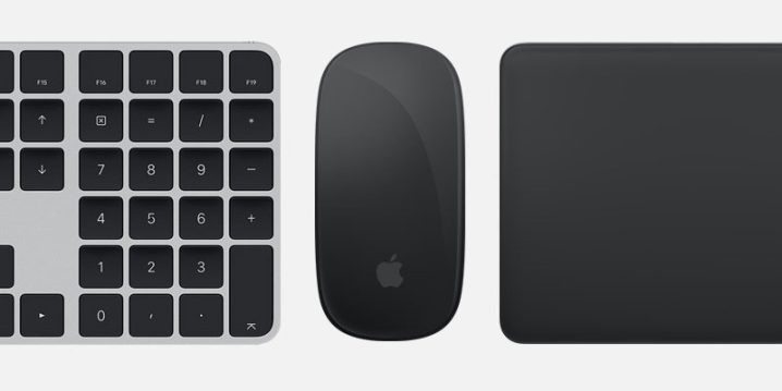 ブラックのMagic Mouseと、Magic Trackpad、Touch ID搭載Magic Keyboard