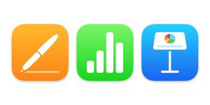 Pages、Numbers、Keynoteのアイコン
