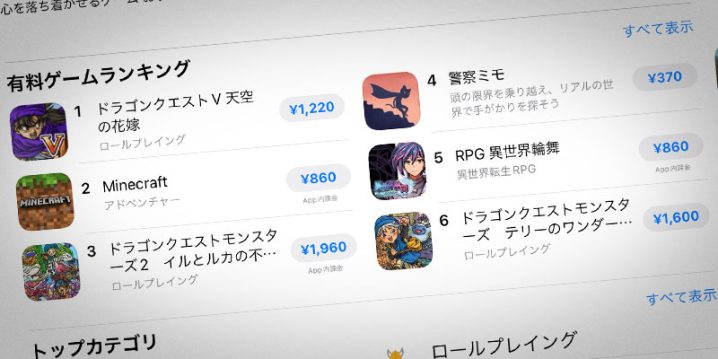 App Storeの有料ゲームアプリのランキング
