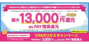 UQモバイルのau PAY残高還元キャンペーン