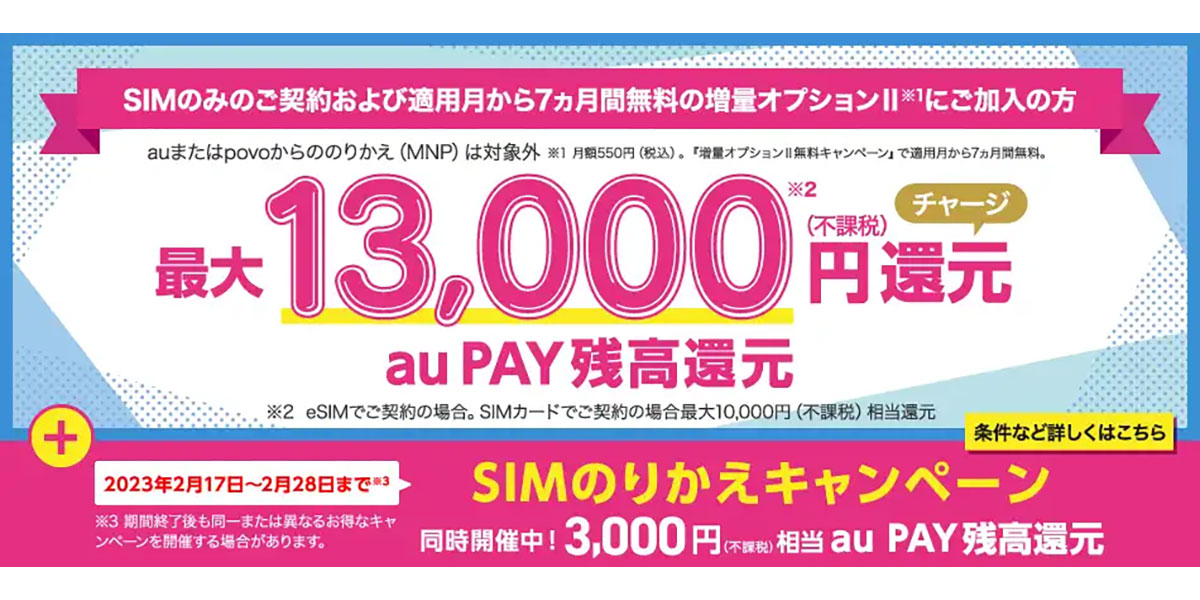 UQモバイルのau PAY残高還元キャンペーン