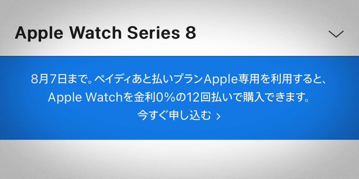 Apple Watch ペイディ 12回分割払い金利0％キャンペーン