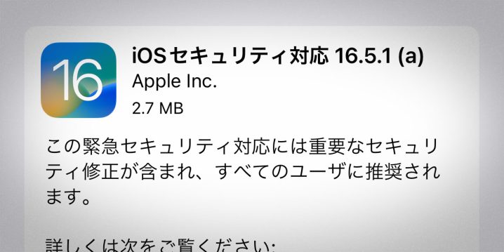 iOS 緊急セキュリティ対応 16.5.1 (a)