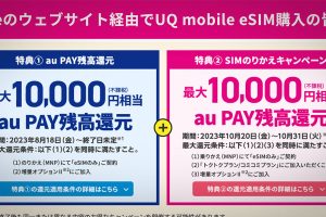 UQ mobile eSIMのキャンペーン