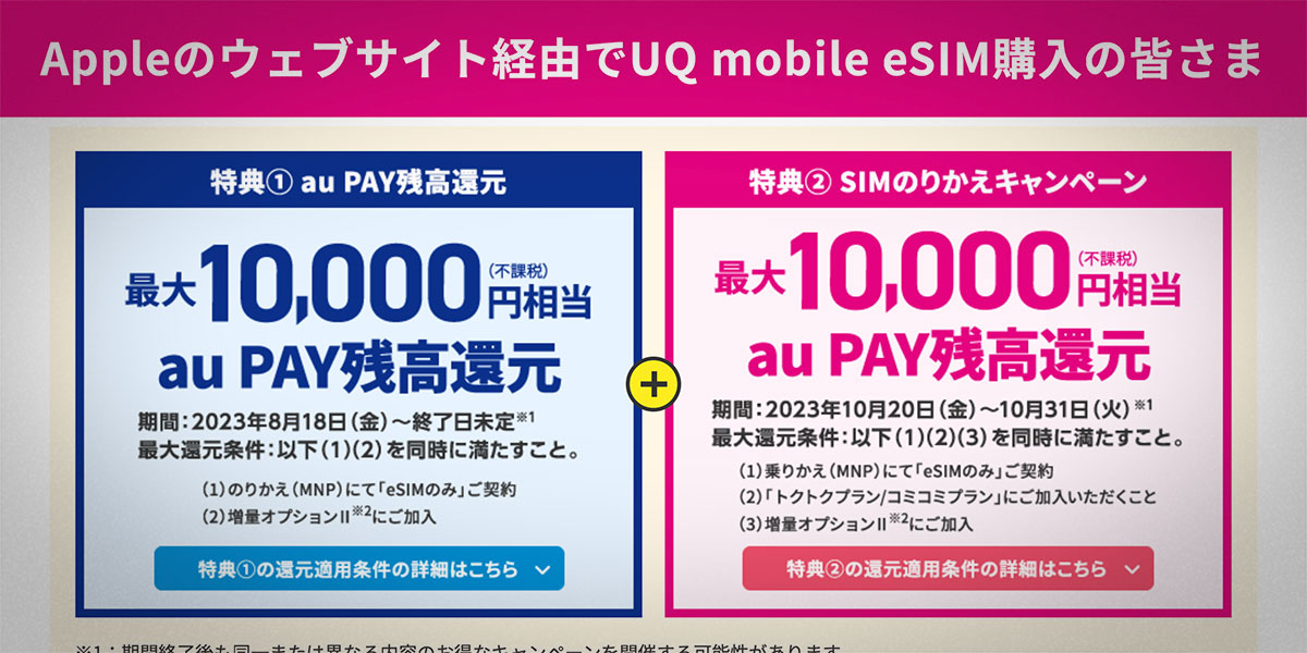 UQ mobile eSIMのキャンペーン