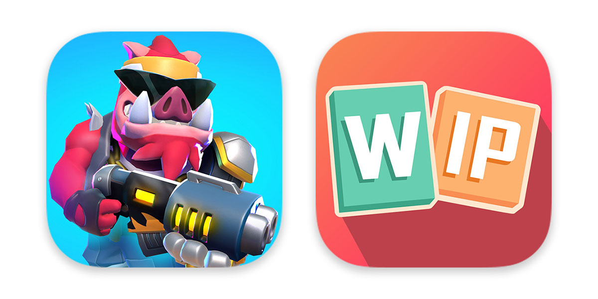 Apple Arcadeゲーム「BEAST: Bio Exo Arena Suit Team」と「Words in Progress」のアイコン