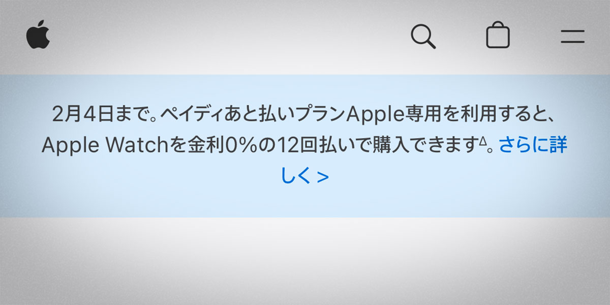 Apple Watchの12回分割払い金利0％キャンペーン