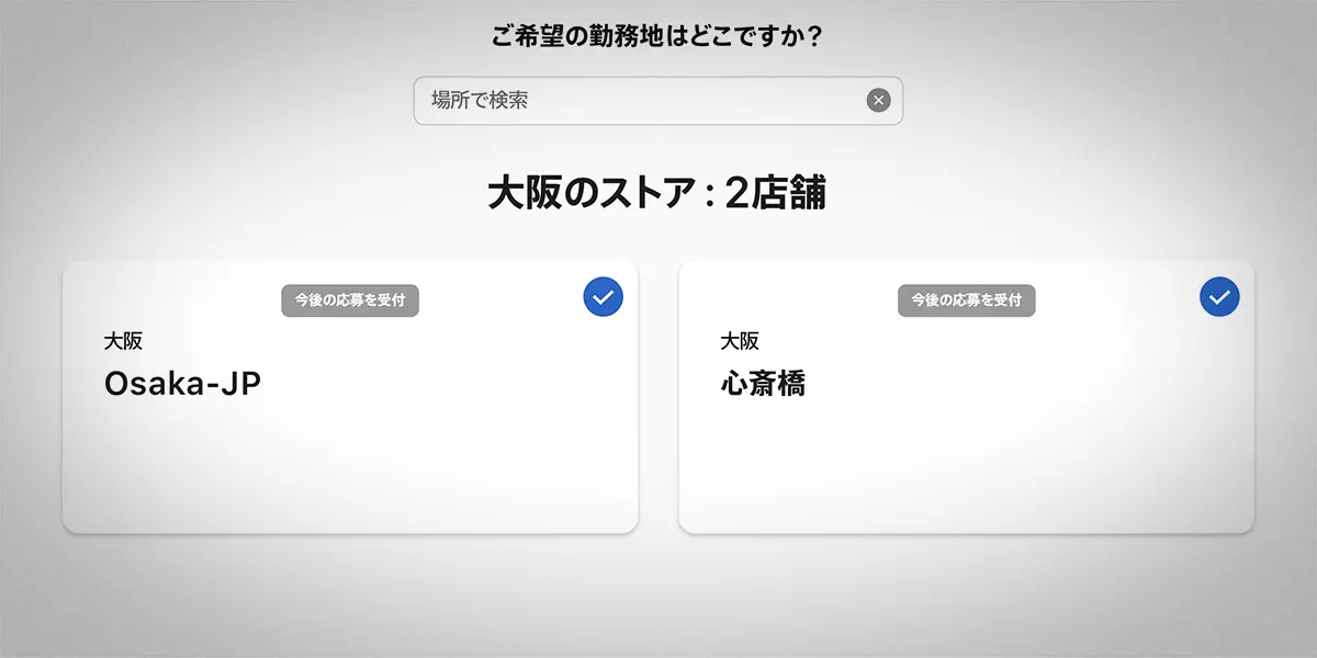 大阪の2店舗のストアのスタッフ募集