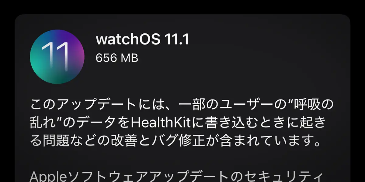 watchOS 11.1 ソフトウェアアップデート