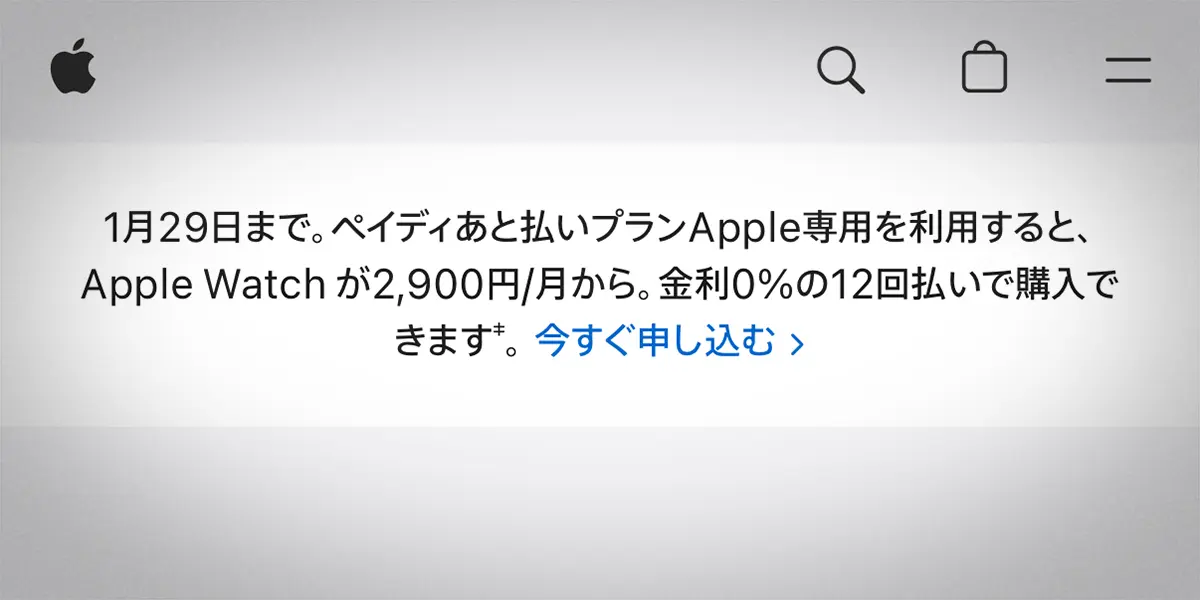 Apple Watch 12回分割払い金利0％キャンペーン