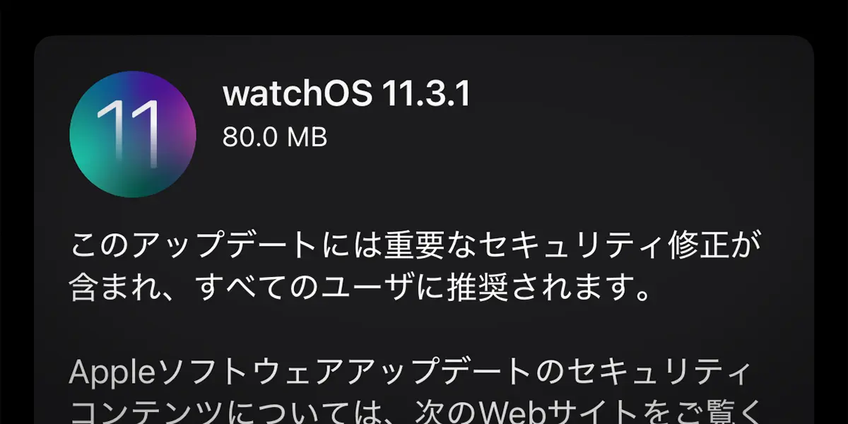 watchOS 11.3.1 ソフトウェアアップデート