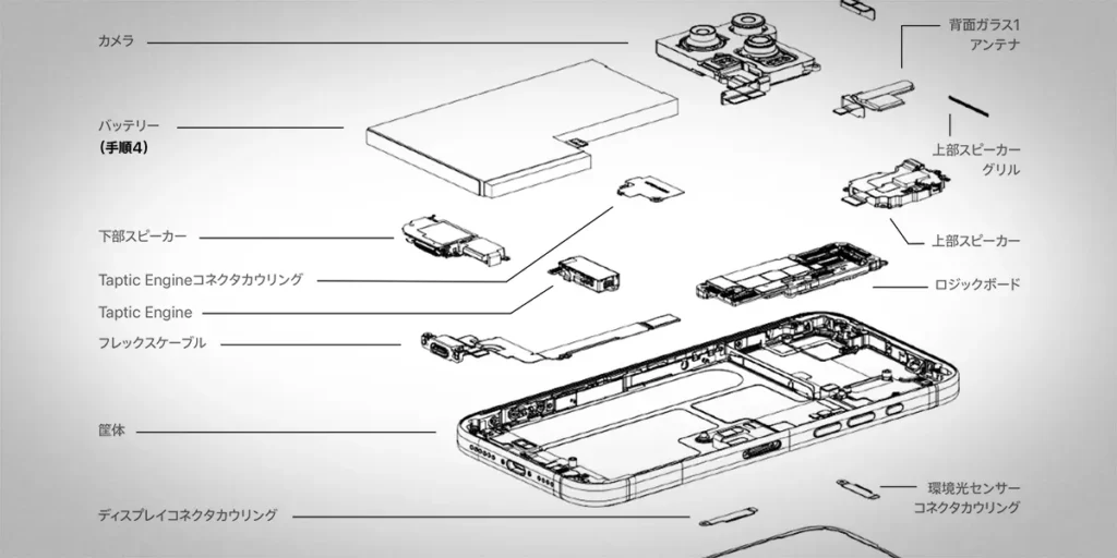 iPhone 16 Proの分解図