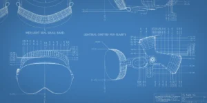 デュアルニットバンドを取り付けたApple Vision Proの図面